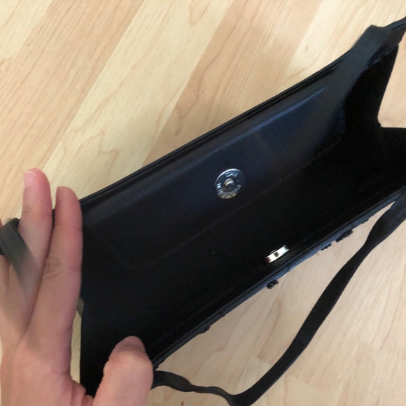 NWOT Black Satin Jewel Small Clutch - Picture 2 of 3